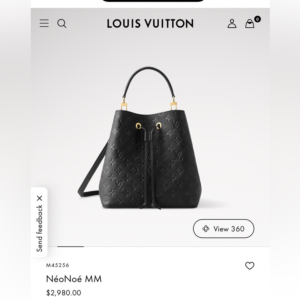 Louis Vuitton NeoNoe MM black empriente leather